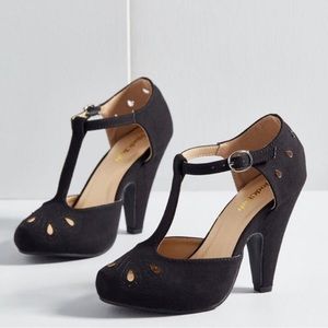 ModCloth the zest is history black t strap heel vintage heels